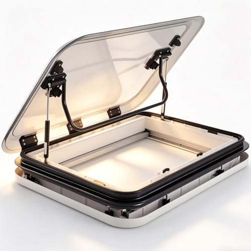 Tragaluces De Techo Para Caravanas, Trampilla De Ventilación De Techo De Caravana, Ventana De Techo De Repuesto, Ventana Tragaluz Con Lámpara LED, Techo De Aleación De Aluminio(70x50cm)