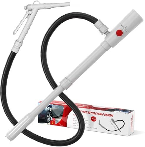 3,2 GPM Elektrisk dieselpump, 12 l/min batteridriven bensinpump, elektrisk bränslepump med 136,5 cm slang, teleskopisk fatpump för bensin, traktor, generator, gräsklippare – vit
