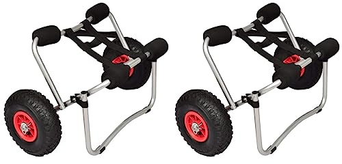 LoogCape Kajakvagn aluminium uppsättning om 2 lätta transporter uppblåsbara gummihjul för kanoter, kajaker, gummibåtar, motorbåtar, segelbåtar, jetskis, jollen, hamntransport, tillbehör, robust design