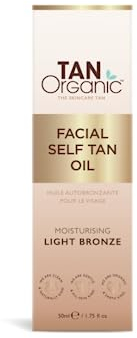 TanOrganic Certified Moisturising Self Tanning Oil Fake Tan for Face Organic Natural Vegan 50ml