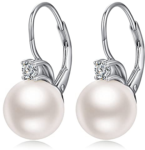 Pearl Earrings for Women Pearl Leverback Earrings 925 Sterling Silver