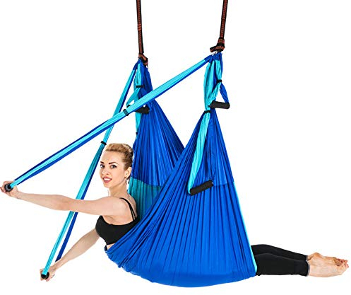 Sinbide Yoga Hängematte Anti-Gravity-Schwingen - Tuch Zum Hängen und Schaukeln - 250 x 150 cm, 600kg Belastung Mit Tasche (Blau 02)