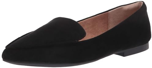 Amazon Essentials Women's Loafer Flat, Black Microsuede, 9 UK Wide
