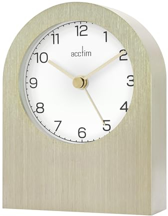 Acctim Sutherland Mantel Clock Quartz Brushed Metal Contemporary Energy Efficient Movement (Champagne)