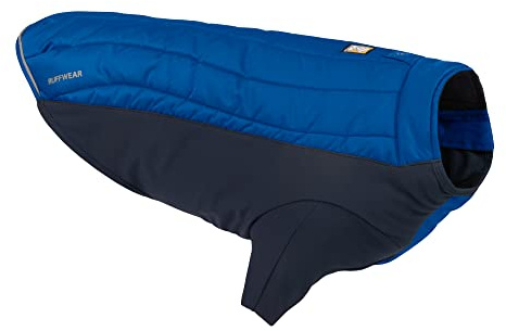 RUFFWEAR Powder Hound Isolierte Hundejacke, Wetter- und wasserabweisend, kaltes Wetter, Hundemantel mit Fleecefutter, Premium Wintermantel Schneeanzug für Hunde, Blue Pool – Medium