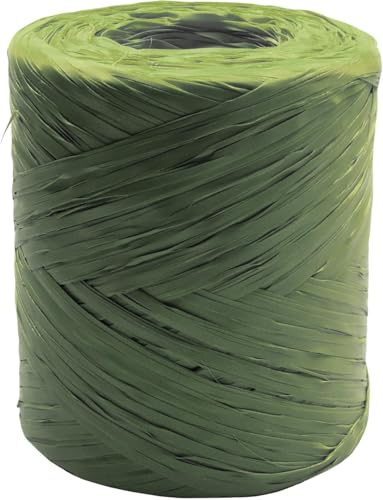 Raffia su rotolo Nastro di rafia sintetica 200 m Nastro di carta Rafia naturale per lavori artigianali, regali, Natale, bouquet di fiori, decorazioni (Oliva)