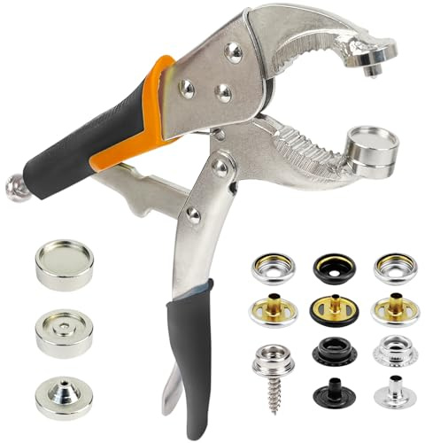 snap Fastener Tool,Snap Tool for Boat Covers, Heavy Duty Snap Setter Pliers Canvas Snap Fasteners Kit Includes 60 Sets 15mm Stainless Snaps