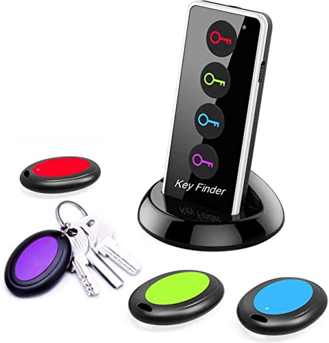 Localizzatore Chiavi, Key Finder, Trova Chiavi, Trovachiavi Trova oggetti Wireless, RF Item Locator con Trasmettitore, 4 Ricevitori, LED e Base, Localizzatore di Animali Domestici y Portafogli