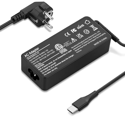Chargeur USB C 65W Compatible avec Lenovo Thinkpad T14 T15 T480 T480s T490 T490s,Chromebook C330 S330,Yoga,Dell Chromebook 3100,Latitude 5420,Acer Chromebook Type C Ordinateurs Portables