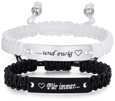 Partnerarmband pararmband med gravyr – personliga presenter till par vänskapsarmband magnetiska partnerarmband med namn kärleksarmband för födelsedagar årsdagar jul, 15cm - 25cm, Rostfritt stål