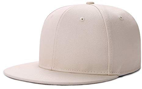 Boolavard Infant to Toddler Kid's Plain Structured Flatbill Snapback Cap (UK, Alpha, One Size, Beige)
