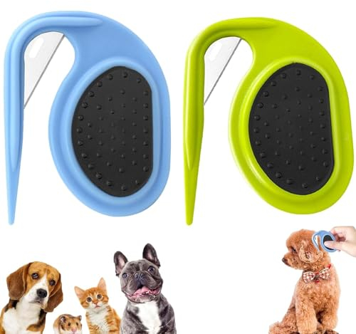 WANWEN 2 Stück Pet Knotting Comb, Entfilzungsmesser Katze, Entfilzer mit Stahlklinge, Fell-Entwirrer Entfilzungskamm für Hunde entfernt Unterwolle & Verfilzungen Knotenkamm Beauty-Tools (D)