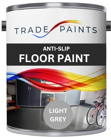 Anti-Slip Floor Paint - Ideal For Concrete, Stone, Brick, Wood & Metal - Provides A Safer Slip-Resistant Coating For Both Residential & Commercial Use (Light Grey BS00A05) - 5 Litre