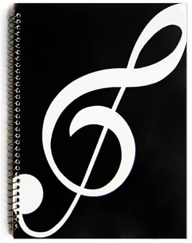 ERUIZILLA Blank Sheet Music Notebook,100 Pages Composition Manuscript Staff Pape,Manuscript Paper Notebook 26x19cm (Black Music)