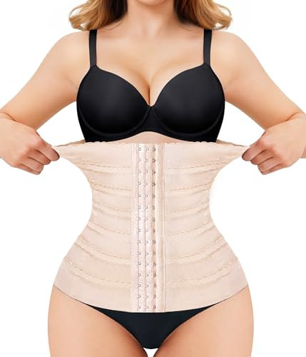 KUMAYES Unterbrust Korsage Damen Waist Trainer Corset Bauchweg Taillenformer Korsett Damen bauchweg Shapewear (Beige, XL)