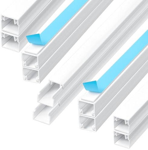 Romon Goulotte Passe Cable, Cache Cable, Cable Management, pour Cacher Les Câbles d'alimentation, Les Câbles De Haut-Parleurs Ou Les Câbles TV À La Maison Ou Au Bureau, Blanc (12mm*12mm,10 PCS 0.4m)