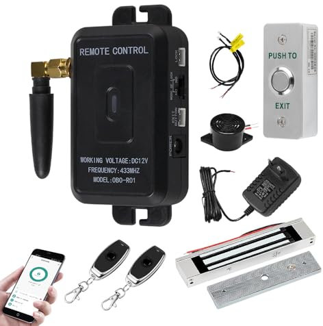 ReaIOKbii Tuya Kit complet de système de contrôle d'accès 433 MHz, ouvre-porte, serrure magnétique de 180 kg, émetteurs à distance de 30 m