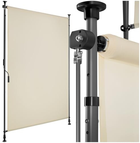 tectake® tenda da sole per esterno verticale, tende da sole per esterno frangivista balcone senza fori, con manovella, poliestere opaco, protezione UV, aste telescopiche - 100 x 310 cm, Beige