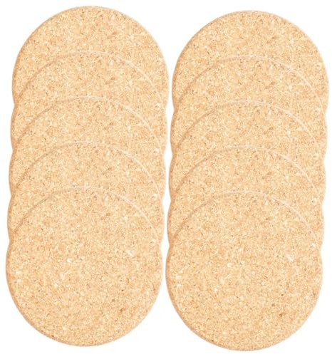 JOINPAYA 10pezzi Sottobicchieri in Sughero per Piante da Tappetini Antigoccia in Sughero e Legno per Vasi Sottovasi Rotondi Antiscivolo