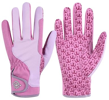 Harrison Howard All Season Kids Horse Riding Gloves Comfortable Non-Slip Light Horseback Gloves for Running Cycling Riding,Pink, Age 8-10 Years