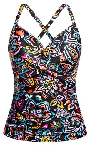 Women Tankini Bathing Suit Top - Twist Front V Neck Swim Top Only Ruched Tummy Control No Bottom 2025 Colorful Paisley M