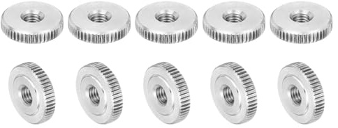 QUARKZMAN 20 Pezzi Dadi A Farfalla Zigrinati M5, 304 Acciaio Inox Testa Piatta Zigrinata Con Foro Passante Dado A Manopola, Dadi Di Bloccaggio E Regolazione, Tipo Sottile, Argento