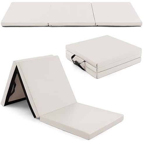 GYMAX Esterilla de Gimnasia 180 x 60 x 5 cm, Colchoneta Plegable Gimnasia con Cierre de Velcro y Asas de Transporte, Esterilla para Gimnasia, Yoga y Ejercicio Deportiva