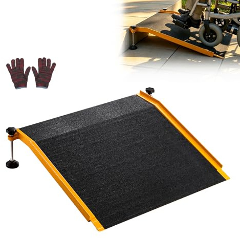 VEVOR Threshold Ramp for Doorways, 26.4 x 31.9 in, Platform Aluminum Wheelchair Ramp with Adjustable Height, Non-Slip Door Threshold Ramps, 400 lbs Load Capacity, for Home Steps, Wheelchairs, Walkers