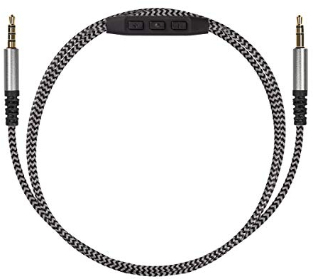 kwmobile Cable para Cascos Cascos - Cable de Repuesto 150CM con micrófono y Conector Jack Gris Oscuro