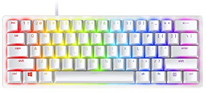 Razer Huntsman Mini (Red Switch) - Kompakte 60% Gaming Tastatur (Lineare Optische Switches, Doubleshot PBT-Tastenkappen, Abnehmbares USB-C Kabel) QWERTY US-Layout | Mercury Weiß