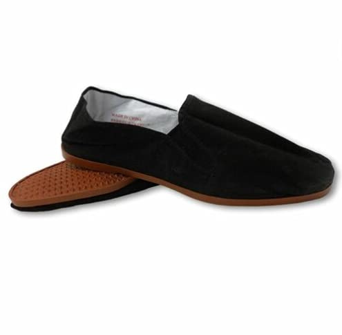 Shoes8teen Men's Martial Art Kung Fu Tai Chi Rubber Sole Canvas Shoes (Black Rubber 10