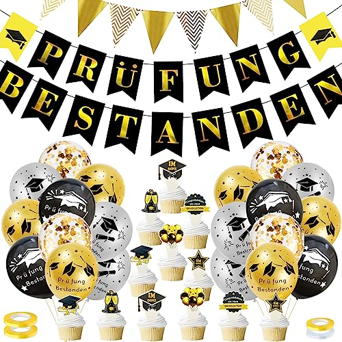 Abschluss Deko,Abschlussfeier Party Dekoration 2025, Glückwunsch abschluss deko Set,Prüfung Bestanden Girlande,Abschlussfeier Luftballons,für Graduierung Party Dekorationen,Bachelor Deko
