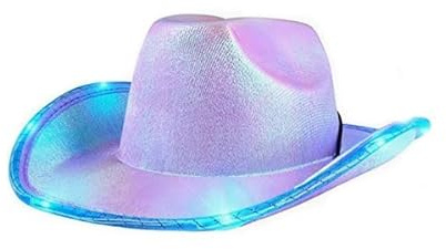 LEEMASING Cappello da cowboy unisex con tesa a LED lampeggiante, divertente, per matrimoni, balli, feste di compleanno, Halloween, Natale, cosplay (viola), viola, taglia M