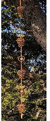 CMYUN Regenkette Regenketten Im Europäischen Stil Draußen, Bauernhaus Garten Terrasse Tannenzapfen Form Dachrinnenkette Fallrohr, Ansteckbares, Kürzbares Regenkettengewicht