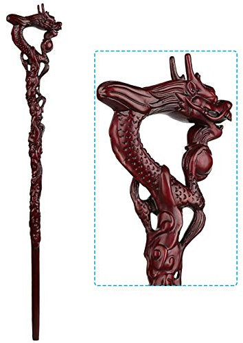 Canne en Bois Robinet Bâton De Marche Séquoia Vieil Homme Béquilles Sculpture sur Bois Cadeaux d'anniversaire Bâtons Antidérapants,H