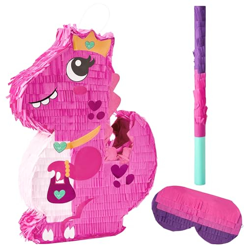 JOYIN Dinosaurier Mädchen Pinata mit Stick für Kinder Erwachsene Party Dekorationen, Spaß Fiesta Taco Party, Event Foto Requisiten, mexikanisches Thema Dekoration, Karneval Feste