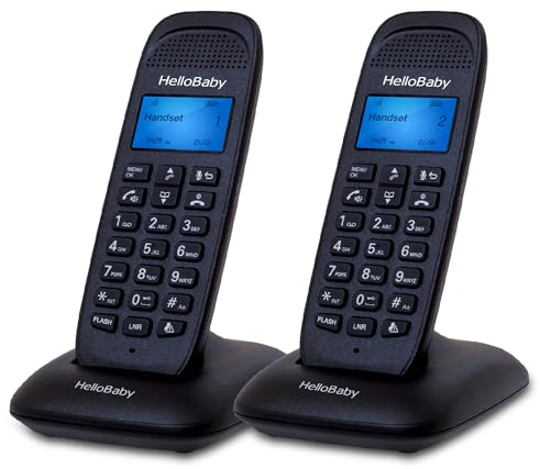 HelloBaby DECT 6.0 Cordless Phone for Home/Office with 2 Handsets, Advanced Call Block, Expandable Cordless Phone with Caller ID/Call Waiting, Full-Duplex Handset Speakerphone, Reliable 1000ft Range