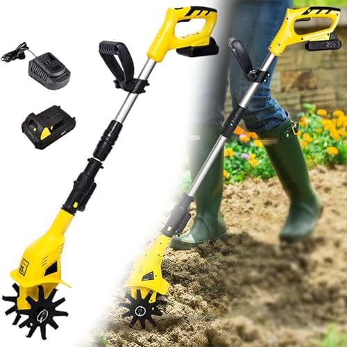 yudPinn Scarificatore Elettrico Senza Fili, Motozappa Portatile, Motozappa Elettrica Portatile, con Batteria Ricaricabile, profondità di Lavoro di 16 cm, per Giardini, Orti