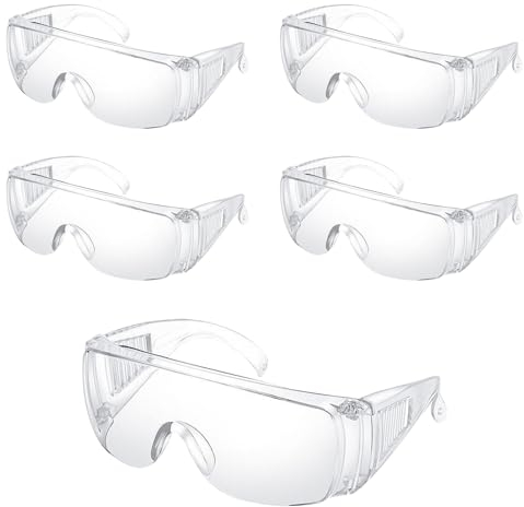 Ksvaye 5 Pièces Lunettes de Protection Surlunettes de Protection Lunettes de Sécurité Anti-buée Lunette de Protection Travail Lunette Protection Bricolage pour Agriculture, Industrie et Laboratoire