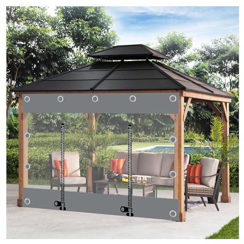ZXCASDF Bâche Transparente avec Fermeture éclair，Rideaux de Bâche Transparents Extérieurs,0.5mm Bâche Étanche PVC Robuste，Panneaux Latéraux De Bâche pour Pergola Gazebo Patio(H2.1xW3m/H6.8xW9.8ft)