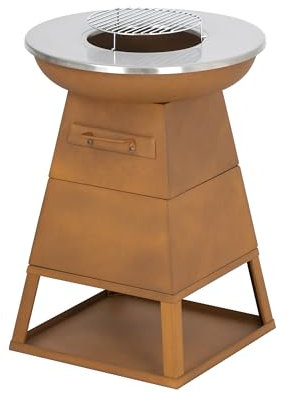 BALI OUTDOORS Braséro Plancha Rouillé en bois extérieur Cheminée Jardin