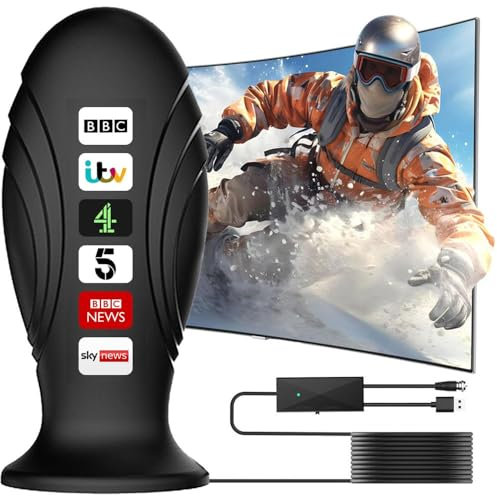 YiYunTE Antena de TV para interiores y exteriores, amplificador portátil de TV digital, amplificador de señal amplificado de largo alcance, antena de TV amplificada para Smart TV, recepción de señal