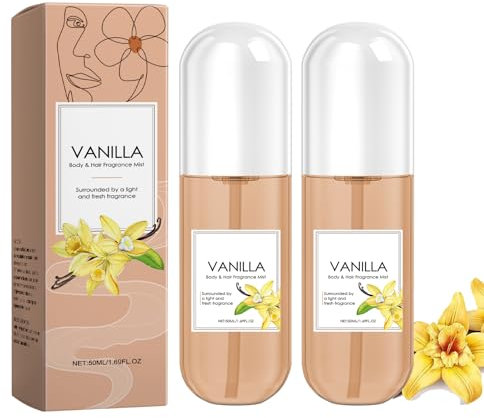 Vanilla Perfume Mit Vanilleextrakt,Vanilla Skin Eau De Parfums, Körper & Haarduftnebel,Vanille Parfüm,Lang Anhaltender Haut-Körpernebel,Tragbares Parfümspray Für Dating-Reisen (2PC)