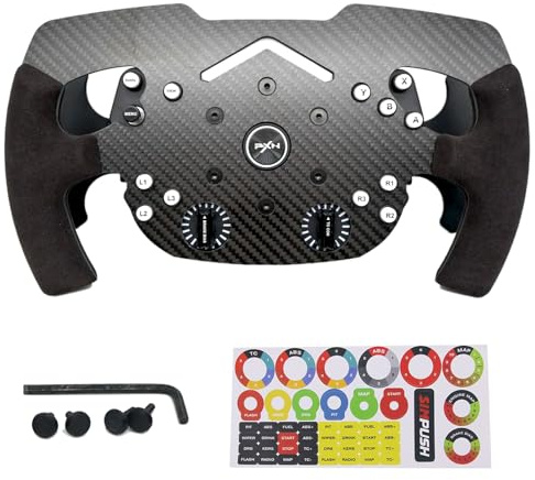 Benshuuk 12-Inch (305mm) Carbon Fiber & Suede F1 Formula Wheel Mod For PXN V12 Lite Force Feedback Racing Wheel ; Replace Supper lightweight For Gaming Wheel With Suede Grip (For PXN V12)