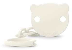 Suavinex, Chupetero, Cadena Chupete Bebé, Sujeta - Clip con Pinza, Placa con Forma de Osito. Para Bebés +0 Meses, Apto Recién Nacido, Wild&Free Beige