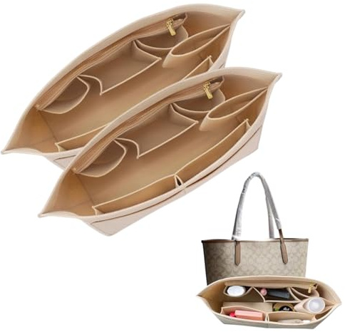 Organizador de bolsos Shopper, bolsillo interior para bolsos, organizador de bolsos de mano de gran capacidad, organizador de bolsillo de fieltro con múltiples compartimentos para mujeres y niñas.