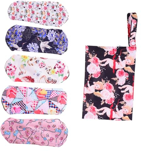 HONMEET Lot de 6 Serviettes Hygiéniques Réutilisables en Tissu Bambou avec Charbon de Bambou 15x20 Cm Absorption Élevée pour Flux Abondants Usage Quotidien Voyage Sport Femmes