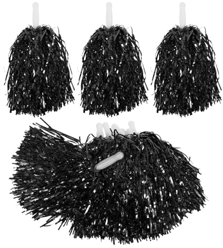 NOLITOY Lot de 12 Pompons de Cheerleading Légers Poignée Noire 20G – Accessoires pour Encouragement Sportif Danse et Événements D’Équipe Pompons à Main Résistants et Colorés