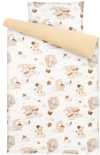 Yukkidds Musselin Kinderbettwäsche Set 100x135, Bettwäsche für Baby Kinder