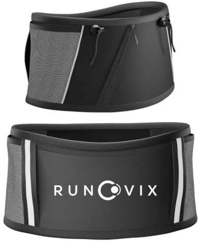 Runovix Ceinture Running Femme et Homme - Course à Pied, Trail, Hydratation | Ceinture de course à pied anti-rebond avec porte-bâtons, porte-dossard, poche zippée smartphone : banane sport ultra-stable